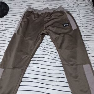Nike Beige and Gray Lounge Pants with Elastic Waist